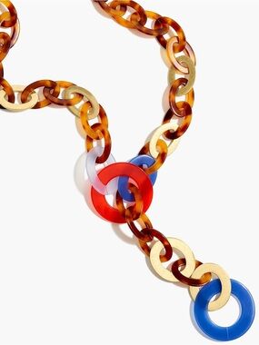 J.Crew Necklace RWB & Tortoiseshell  Lariat